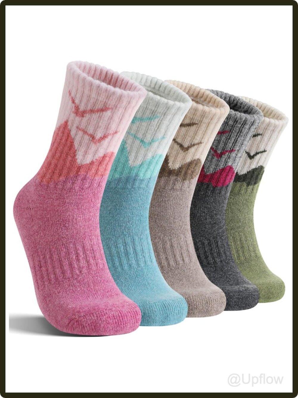Women's Merino Wool Hiking Crew Socks 5 Pack Cushioned Thermal Warm Winter Boot